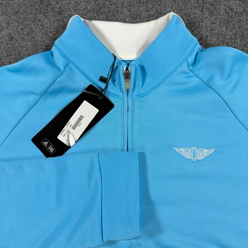Adidas Olympic Club Golf Jacket Mens Medium Blue Performance 1/4 Zip Read NEW
